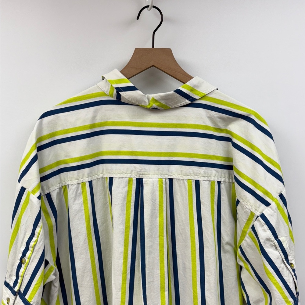 Anthropologie Boxy Striped Oversized Tunic Button Down Poplin Shirt White XL - Picture 8 of 12